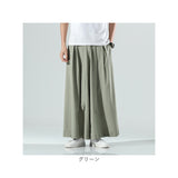ワイドパンツ メンズ ロング 通販 パンツ ズボン ボトムス ロングパンツ メンズパンツ ビッグシルエット 太め ゆったり 夏 涼しい 服 長ズボン 袴パンツ ウエストゴム エスニック