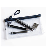 ペンケース 透明 シンプル 通販 ペンポーチ 筆箱 筆入れ 筆ばこ 薄型 クリアペンケース ブランド Kept ケプト PVC KPF603 マチ付き メッシュ クリア 丈夫 おしゃれ 仕事 オフィス