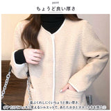 ボア ジャケット レディース 通販 ノーカラー アウター コート ブルゾン おしゃれ 大人 ショート丈 ファスナー フロントジッパー もこもこ ふわふわ 暖かい あったか 秋 冬 きれいめ