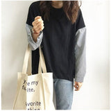 トップス レディース 長袖 通販 カットソー Tシャツ シャツ ブラウス プルオーバー 切り替え 異素材 春 ラウンドネック カジュアル きれいめ 重ね着風 レイヤード風 ドッキング ゆったり