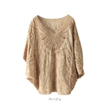 レース トップス 半袖 通販 ブラウス レディース 刺繍ブラウス Tシャツ プルオーバー ゆったり 春夏 刺繍 ドルマン 春 可愛い 夏 体型カバー 大きいサイズ 綿 コットン ボリューム袖