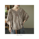 レース トップス 半袖 通販 ブラウス レディース 刺繍ブラウス Tシャツ プルオーバー ゆったり 春夏 刺繍 ドルマン 春 可愛い 夏 体型カバー 大きいサイズ 綿 コットン ボリューム袖