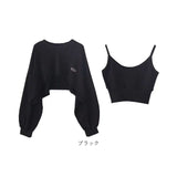 トップス キャミソール ショート丈 レディース 長袖 通販 Tシャツ tシャツ ロンT カットソー 長袖Tシャツ 長袖シャツ オーバーサイズ 2点セット ショート ゆったり 短め かわいい 可愛い