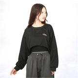 トップス キャミソール ショート丈 レディース 長袖 通販 Tシャツ tシャツ ロンT カットソー 長袖Tシャツ 長袖シャツ オーバーサイズ 2点セット ショート ゆったり 短め かわいい 可愛い