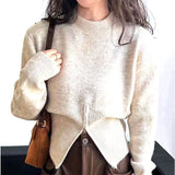 ニット セーター レディース 通販 ニットセーター トップス 長袖 カジュアル シンプル おしゃれ かわいい オシャレ 可愛い ラウンドネック ビジネス オフィス オフィスカジュアル 秋 冬