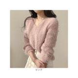 ニット レディース 長袖 通販 シャギーニット セーター ニットトップス ニットセーター ブイネック vネックニット プルオーバー トップス 大人可愛い かわいい 可愛い おしゃれ オシャレ