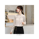 ブラウス オフィス 長袖 通販 サテン シャツ プルオーバー レディース スタンドカラー おしゃれ きれいめ 上品 フォーマル シンプル ビジネス 入園式 卒園式 入学式 卒業式