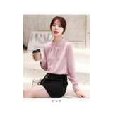 ブラウス オフィス 長袖 通販 サテン シャツ プルオーバー レディース スタンドカラー おしゃれ きれいめ 上品 フォーマル シンプル ビジネス 入園式 卒園式 入学式 卒業式