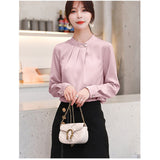 ブラウス オフィス 長袖 通販 サテン シャツ プルオーバー レディース スタンドカラー おしゃれ きれいめ 上品 フォーマル シンプル ビジネス 入園式 卒園式 入学式 卒業式