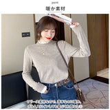 ハイネック レディース 薄手 通販 カットソー Tシャツ 秋冬 秋 冬 春秋 春 薄い 長袖 フリル 襟 フリル袖 スタンドカラー 立ち襟 おしゃれ シンプル きれいめ 上品 大人 かわいい