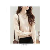 ハイネック ニット 秋冬 レディース 通販 セーター ハーフタートルネック 薄手 秋 冬 薄い 長袖 プリーツ 袖 パフスリーブ ボリュームスリーブ 袖コンシャス おしゃれ シンプル 大人