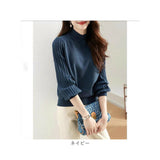 ハイネック ニット 秋冬 レディース 通販 セーター ハーフタートルネック 薄手 秋 冬 薄い 長袖 プリーツ 袖 パフスリーブ ボリュームスリーブ 袖コンシャス おしゃれ シンプル 大人