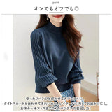 ハイネック ニット 秋冬 レディース 通販 セーター ハーフタートルネック 薄手 秋 冬 薄い 長袖 プリーツ 袖 パフスリーブ ボリュームスリーブ 袖コンシャス おしゃれ シンプル 大人