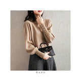 レディース 薄手 ハイネック ニット 通販 セーター ハーフタートルネック 秋冬 秋 冬 薄い 長袖 ボタン 袖 パフスリーブ ボリュームスリーブ 袖コンシャス おしゃれ シンプル 大人