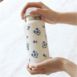 ステンレスボトル 360ml 通販 水筒 マグボトル 保温 保冷 マイボトル 直飲み オフィス おしゃれ かわいい 軽量 軽い 通勤 通学 花 コンパクト 持ち運び ナチュラル スクリューキャップ