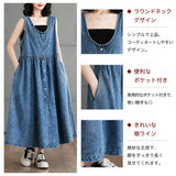 ワンピース デニム ロング 通販 ノースリーブワンピース ロングシャツ ロングワンピース シャツワンピ ノースリーブ ワンピ アウター 前開き シンプル きれいめ 通勤 通学 カジュアル