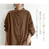 シャツ レディース チュニック ブラウス 通販 ロングシャツ 長袖 ロング 長袖シャツ トップス 無地 シンプル ゆったり おしゃれ かわいい 50代 40代 カジュアル 秋 春 前開き 婦人服