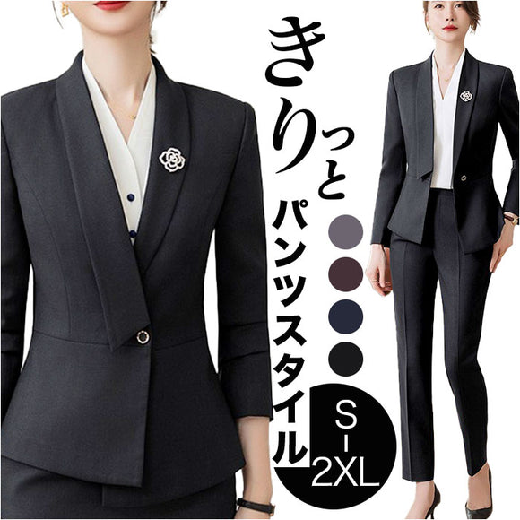 スーツ レディース かっこいい 通販 セットアップスーツ ママスーツ ビジネススーツ おしゃれ 女性 ビジネス 入学式 卒業式 入園式 七五三 パンツ シングルジャケット 2点セット 上下