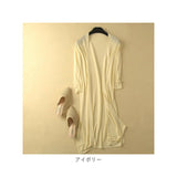 カーディガン ロング レディース 通販 ロングカーデ カーデ 羽織 羽織り 五分袖 ロング丈 薄手 ニット ゆったり 体型カバー 無地 涼しい エレガント 上品 トップス