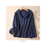 アウター パーカー レディース 綿麻 通販 ジャケット 羽織り 羽織 ライトアウター 長袖パーカー ブラウス シャツ カーディガン 長袖 フード付き フード 薄手 薄い 無地 前開き ボタン