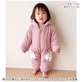 ベビー カバーオール 通販 ロンパース ジャンプスーツ 長袖 ベビー服 子供服 つなぎ 綿入り あったか 赤ちゃん 女の子 男の子 アウター 防寒 寒さ対策 耳付き フード付き ジップアップ