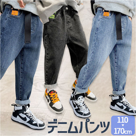 デニムパンツ キッズ ゆったり 通販 ロングパンツ パンツ ズボン 長ズボン 厚め ウエストゴム 子ども服 こども服 子供服 子ども 子供 こども 男の子 女の子 男子 女子 暖かい あたたかい