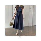 ワンピース ノースリーブ レディース 通販 ワンピ ラウンドネック ミドル丈 リボン コットン 無地 綿 ひも 紐 シンプル カジュアル 通学 通勤 かわいい おしゃれ