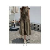 ワンピース ノースリーブ レディース 通販 ワンピ ラウンドネック ミドル丈 リボン コットン 無地 綿 ひも 紐 シンプル カジュアル 通学 通勤 かわいい おしゃれ