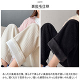 ワイドパンツ レディース 秋冬 通販 ロングパンツ 長ズボン ズボン ボトムス ガウチョパンツ ストレート パンツ 裏起毛 暖かい きれいめ ハイウエスト カジュアル ウエストゴム シンプル
