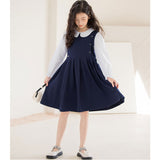 ワンピース フォーマル 女の子 キッズ 通販 キッズワンピース ドレス 子ども服 子供服 襟付き 襟 長袖 白襟 こども 子供 子ども 無地 コットン 快適 お姫様 プリンセス かわいい 可愛い