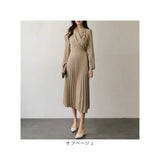 ワンピース レディース プリーツ きれいめ 通販 プリーツワンピース プリーツスカート ワンピ クロスボーダードレス フォーマル 長袖 ロング丈 ロング マキシ丈 薄手 クロスボーダー 上品