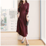 ワンピース レディース プリーツ きれいめ 通販 プリーツワンピース プリーツスカート ワンピ クロスボーダードレス フォーマル 長袖 ロング丈 ロング マキシ丈 薄手 クロスボーダー 上品