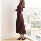 ワンピース レディース プリーツ きれいめ 通販 プリーツワンピース プリーツスカート ワンピ クロスボーダードレス フォーマル 長袖 ロング丈 ロング マキシ丈 薄手 クロスボーダー 上品