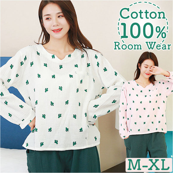 パジャマ レディース 上下セット 通販 ルームウエア 長袖 長ズボン 綿100％ ロングパンツ ウエストゴム 部屋着 ナイトウェア 寝巻き コットン オシャレ おしゃれ かわいい ゆったり