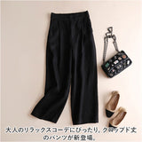 ワイドパンツ レディース きれいめ 通販 パンツ ズボン クロップドパンツ ロング丈 ロングパンツ ボトムス 長ズボン 7分丈 薄手 春 夏 おしゃれ 上品 コットン リネン 綿 麻 ウエストゴム