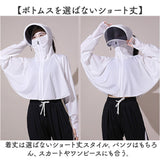 ラッシュガード レディース 長袖 ジップアップ 通販 日除け パーカー ラッシュパーカー 羽織 はおり 日よけ 普段使い 日焼け防止 ショート丈 フード付き バイザー 指穴 フェイスガード