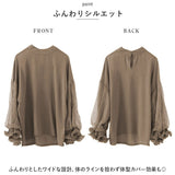 ブラウス シャツ 長袖 レディース 通販 カットソー チュニック トップス フリル スタンドカラー ぽわん袖 透け感 シフォン レース 通勤 通学 お出かけ お呼ばれ きれいめ 上品 おしゃれ