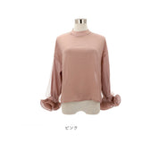 ブラウス シャツ 長袖 レディース 通販 カットソー チュニック トップス フリル スタンドカラー ぽわん袖 透け感 シフォン レース 通勤 通学 お出かけ お呼ばれ きれいめ 上品 おしゃれ