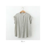 ブラウス ノースリーブ レディース 通販 シャツ レディースシャツ 普段着 部屋着 前開き 立襟 丸首 綿 ソフト カジュアル シンプル 通勤 通学 夏 トップス