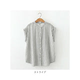 ブラウス ノースリーブ レディース 通販 シャツ レディースシャツ 普段着 部屋着 前開き 立襟 丸首 綿 ソフト カジュアル シンプル 通勤 通学 夏 トップス