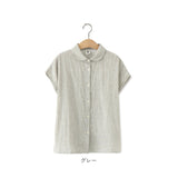 ブラウス 半袖 レディース 通販 シャツ 丸襟 レディースシャツ シャツブラウス 綿シャツ 普段着 部屋着 前開き 綿 カジュアル シンプル 通勤 通学 夏 トップス