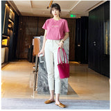 Tシャツ レディース 半袖 通販 カットソー 丸首 部屋着 普段着 クルーネック ラウンドネック ミドル丈 着まわし カジュアル 薄手 伸縮性 ストレッチ 大きいサイズ プリント 春 夏