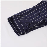 ブラウス 七分袖 レディース 通販 シャツ シャツブラウス レディースシャツ ポリエステル v ネック ワンボタン ストライプ ゆったり 体型カバー 大きいサイズ カジュアル シンプル 通勤