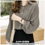 ブラウス 長袖 レディース 通販 シャツ シャツブラウス レディースシャツ 襟 ゆったり 体型カバー ポリエステル 前開き 大きいサイズ カジュアル シンプル チェック柄 通勤 通学 トップス
