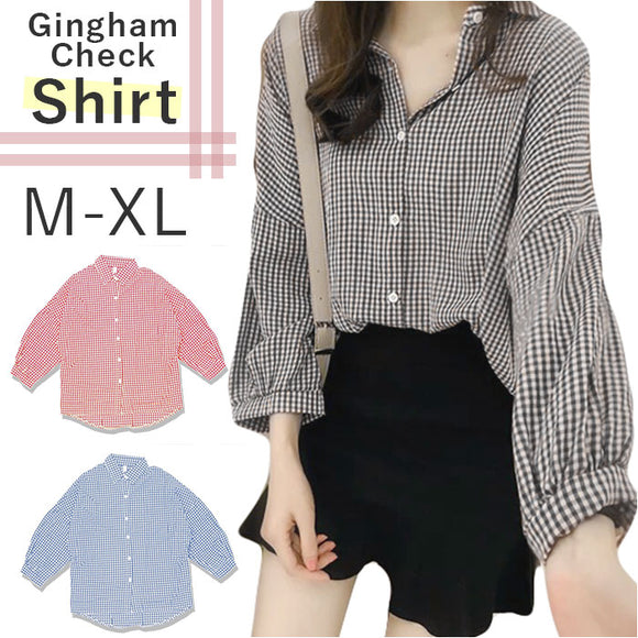 ブラウス 長袖 レディース 通販 シャツ シャツブラウス レディースシャツ 襟 ゆったり 体型カバー ポリエステル 前開き 大きいサイズ カジュアル シンプル チェック柄 通勤 通学 トップス