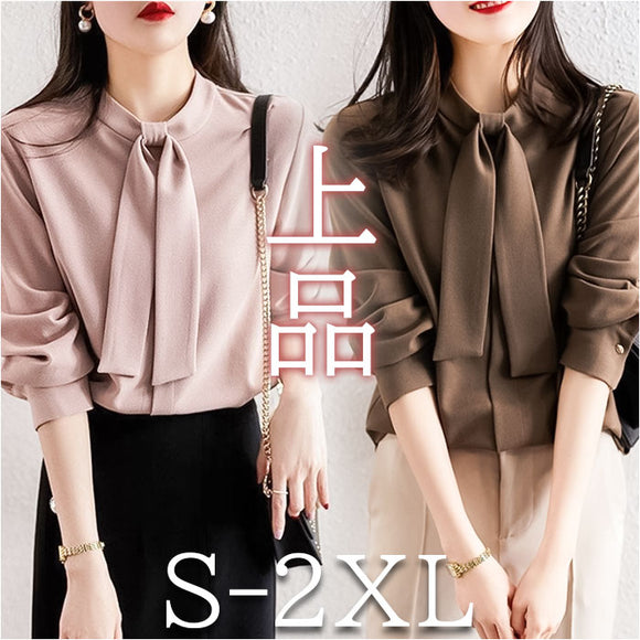 シャツ ブラウス レディース 通販 長袖 オフィス オフィスカジュアル スカーフカラー 長袖トップス ボウタイブラウス 上品 きれいめ おしゃれ かわいい OL 通勤 シンプル ビジネス
