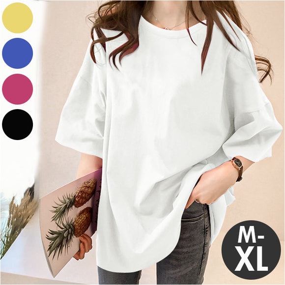 ブラウス 長袖 レディース 半袖 通販 tシャツ Tシャツ 半袖シャツ 半袖Tシャツ 半袖tシャツ シャツ カットソー ラウンドネック ロング丈 ロング 体型カバー ゆったり 無地 カジュアル 春