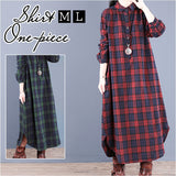 シャツワンピース 長袖 レディース 通販 ロング ワンピース ワンピ 春 秋 冬 マキシワンピース マキシ丈 コットン 綿 ポケット付き チェック シンプル フロントボタン 通勤 通学