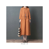 シャツワンピース 長袖 レディース 通販 ロングワンピース ロング ワンピース ワンピ きれいめ 春 夏 秋 綿 麻 コットン リネン ウエストリボン シンプル 無地 通勤 通学 カジュアル