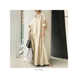 シャツワンピース ロング 通販 ワンピース ロングワンピース マキシ丈ワンピース ロングスカート 五分袖 マキシ コットン ポケット ゆったり 体型カバー 綿 レディース 無地 カジュアル